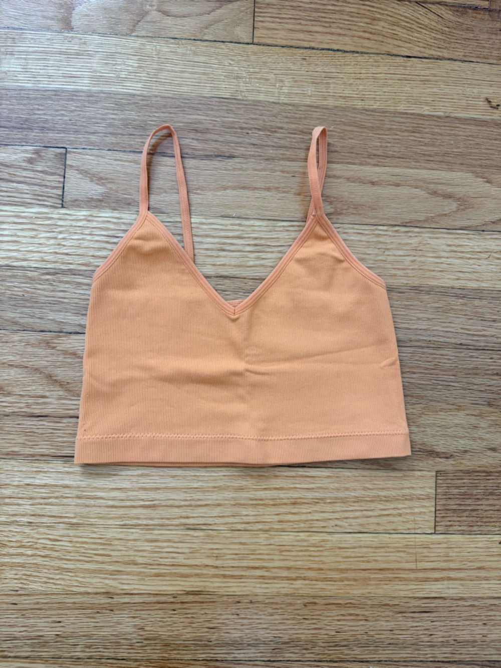Garage Peach Ribbed V-Neck Tank Top